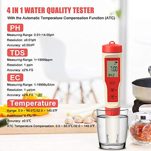 PH Meter digitale con ATC,4 in 1 TDS EC Temp - 0,01 Risoluzione 0-14pH 02