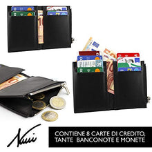Carica l'immagine nel visualizzatore di Gallery, Porta Carte Credito-Portafoglio Uomo-Porta Badge-In Vera Portafoglio Nero