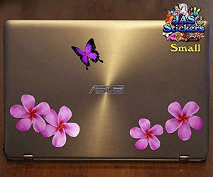 Fiore frangipani plumeria rosa doppio + farfalla adesivi auto autoadesivi -... - Ilgrandebazar