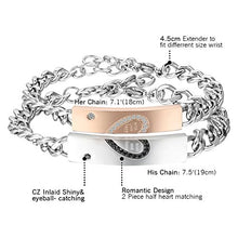 Carica l&#39;immagine nel visualizzatore di Gallery, Cupimatch Coppia Lovers Braccialetto Bracciale Acciaio Inox Puzzle Cuore... - Ilgrandebazar