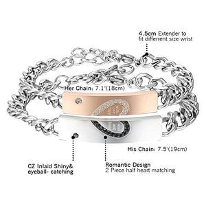 Cupimatch Coppia Lovers Braccialetto Bracciale Acciaio Inox Puzzle Cuore... - Ilgrandebazar