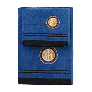 Inter Set Asciugamano e Ospite in Spugna, 100% Cotone, Nero/Azzurro,... - Ilgrandebazar
