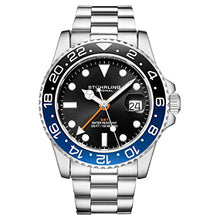 Carica l&#39;immagine nel visualizzatore di Gallery, Stuhrling Original GMT - Orologio da uomo in acciaio INOX con Black/Blue