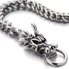 Carica l&#39;immagine nel visualizzatore di Gallery, COOLSTEELANDBEYOND Biker Braccialetto del Drago, Bracciale da Uomo, Argento - Ilgrandebazar