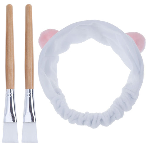 Lictin Pennello Maschera Viso - 2 Spazzola + 1 Bella Fascia bianco - Ilgrandebazar