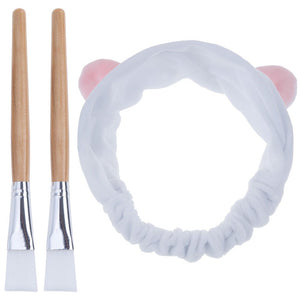Lictin Pennello Maschera Viso - 2 Spazzola + 1 Bella Fascia bianco - Ilgrandebazar
