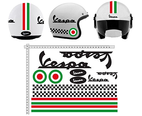 Adesivi CASCO Kit VESPA nero STRISCE ITALIA helmet VINILE LUCIDO