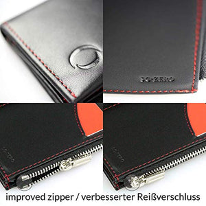 Portafoglio nero/rosso uomo piccolo intelligente e sottile in vera Nero/Rosso