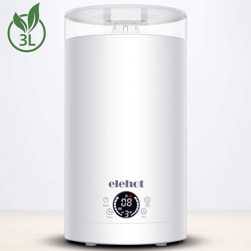 Umidificatore Ambienti ad Ultrasuoni Capacità 3L Display LED 7 Led Bianco - Ilgrandebazar