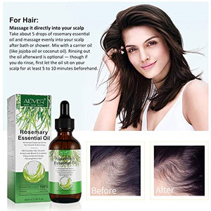Olio Essenziale di Rosmarino per Capelli Crescita, Rosemary Essential Oil for Hair Growth, per Capelli Secchi e Danneggiati, Stimolano la Crescita dei Capelli, Nutrono Il Cuoio Capelluto, 60 ml