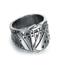 Carica l&#39;immagine nel visualizzatore di Gallery, PAMTIER Carte da Poker Anello Uomo Acciaio Inossidabile Argento - Ilgrandebazar