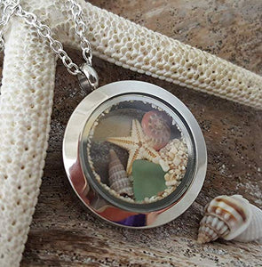 Hawaii memoria Locket in una confezione regalo, 25mm, naturale vetro mare,... - Ilgrandebazar