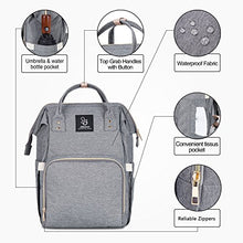 Carica l&#39;immagine nel visualizzatore di Gallery, Zaino Mamma Multifunzione neonato Fasciatoio Bambino Grigio - Ilgrandebazar
