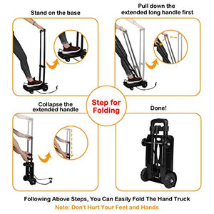 Carrello a mano pieghevole,50Kg/110lbs portautensili solido 4 Wheels