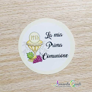 20 pezzi Adesivi tondi Prima Comunione, 40 millimetri, etichette cresima,... - Ilgrandebazar
