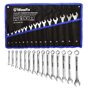 WERKFIX Set di Chiavi Combinate 6-21 mm 15 pz. inglesi sabbiate, in... - Ilgrandebazar