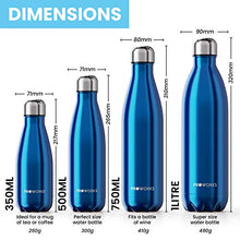 Carica l&#39;immagine nel visualizzatore di Gallery, Proworks Bottiglia Acqua in Acciaio Inox, Senza BPA Vuoto 1000ml (32oz), Blu