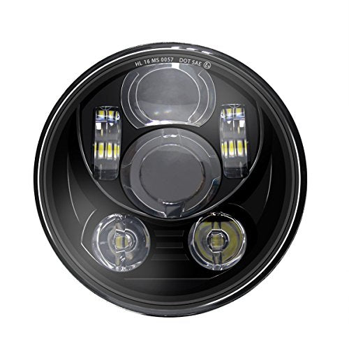 Wisamic 5-3/4 5.75 pollice LED Headlight compatibile con Harley Davidson nera - Ilgrandebazar
