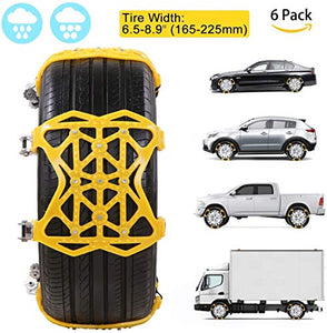 Yuanj Catene da Neve, Antiscivolo per Automobile SUV Universale 6 Pack - Ilgrandebazar