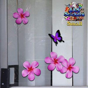 Fiore frangipani plumeria rosa doppio + farfalla adesivi auto autoadesivi -... - Ilgrandebazar