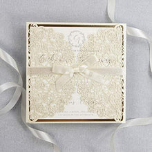 Carica l&#39;immagine nel visualizzatore di Gallery, 50 CARTE CONFEZIONE Crema chiara opaca Partecipazioni matrimonio taglio... - Ilgrandebazar