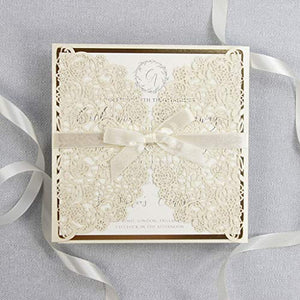 50 CARTE CONFEZIONE Crema chiara opaca Partecipazioni matrimonio taglio... - Ilgrandebazar