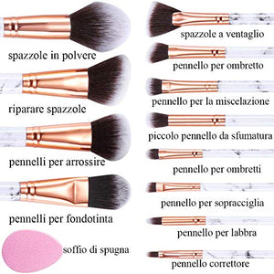 Pennelli Make Up Start Makers12Pcs Set di Per Trucco in Marmo 12PCS