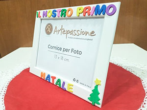 Cornici per foto in legno con scritto IL NOSTRO PRIMO NATALE decorata con... - Ilgrandebazar