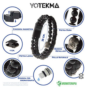 Yotekma Bracciale Uomo Essenza Aromaterapia Vera Pelle Naturale, Pietra... - Ilgrandebazar