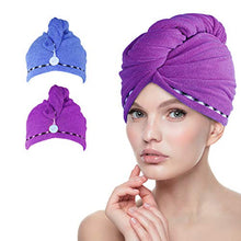 Carica l&#39;immagine nel visualizzatore di Gallery, esafio - Confezione da 2 Asciugamani per Capelli in Morbida Blu + Viola Scuro - Ilgrandebazar