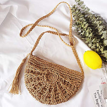 Carica l&#39;immagine nel visualizzatore di Gallery, borsa paglia,borsa intrecciata,Borsa a tracolla di tessitura fatta a mano...