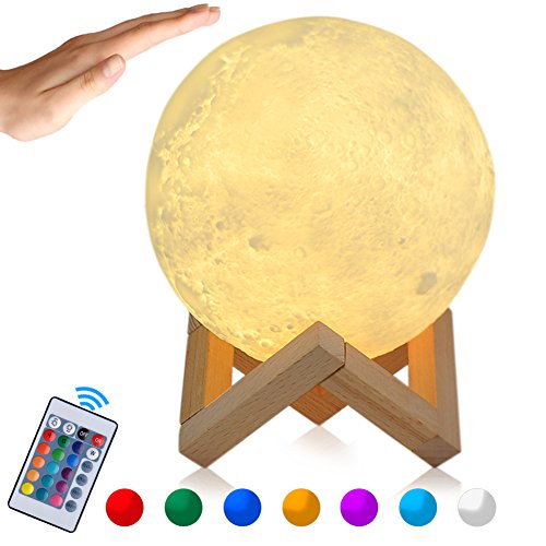 Lampada Luna GEEDIAR 15cm 3D 500 mAh Batteria LED RGB Colorato Moon Lamp con...