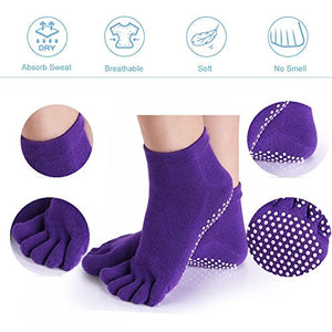 XLKJ 5 Paia di Calzini Antiscivolo con Dita,Yoga,Pilates,Balletto Calze per...