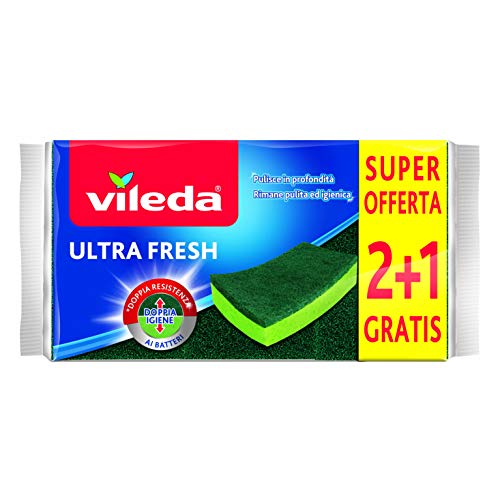 Vileda Ultrafresh 2+1 Spugna Abrasiva, Assorbente, Antigraffio, con Parte... - Ilgrandebazar