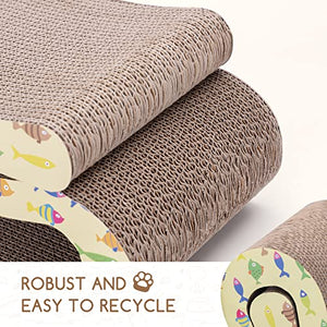 Nobleza 2 in 1 Tiragraffi per Gatti Cartone con Erba gatta, Graffiatoio in Cartone Ondulato Reversibile per Proteggere Mobili