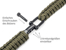 Carica l&#39;immagine nel visualizzatore di Gallery, Steinbock7, braccialetto paracord regolabile con chiusura 23 cm, Army-Green