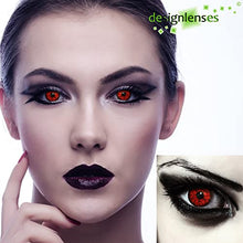 Carica l'immagine nel visualizzatore di Gallery, DESIGNLENSES, Lenti a contatto giornaliere colorate rosse per costume di Halloween da zombie, senza gradazione, 1 paio (2 pezzi), lentes vampiro twilight cosplay