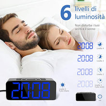 Carica l&#39;immagine nel visualizzatore di Gallery, Yissvic Sveglia Digitale LED con Adattatore 6.3 Pollici Schermo Luminosità...