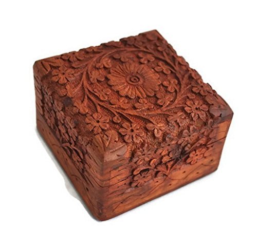 Beautifully Hand Carved Wooden Keepsake Box Jewelry Chest Organizer Unique... - Ilgrandebazar