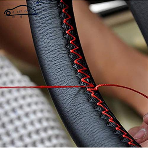 Coprivolante fai-da-te in pelle morbida sul volante dell'auto con Black Red