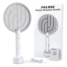 Carica l'immagine nel visualizzatore di Gallery, PALONE Racchetta Zanzare Elettrica, 3000V con USB Ricaricabile LED 2-In-1Racchetta Zanzare Elettrico, Protezione Maglia a 3 Strati, Adatto per Casa Giardino Campeggio Interni ed Esterni