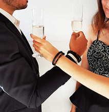 Carica l&#39;immagine nel visualizzatore di Gallery, ess3vu&#39; Bracciale Uomo Cuoio | Braccialetti in Pelle Pietre Nero (20.5cm) - Ilgrandebazar