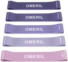 Carica l&#39;immagine nel visualizzatore di Gallery, OMERIL Elastici Fitness (Set di 5), Bande di Resistenza Fitness con 5 Livelli di Resistenza, Fasce Elastiche Fitness per Crossfit, Yoga, Pilates, Squats, Lunges, Stretching, Allenamento di Forza