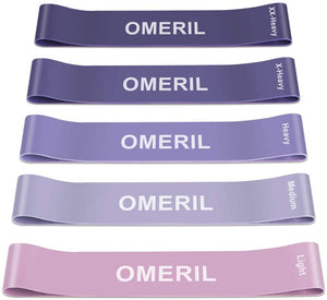 OMERIL Elastici Fitness (Set di 5), Bande di Resistenza Fitness con 5 Livelli di Resistenza, Fasce Elastiche Fitness per Crossfit, Yoga, Pilates, Squats, Lunges, Stretching, Allenamento di Forza