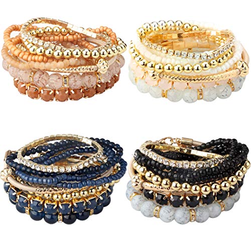 Milacolato 4 Set Braccialetti Impilabili per Donne con Perline... - Ilgrandebazar