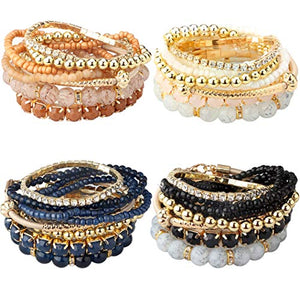 Milacolato 4 Set Braccialetti Impilabili per Donne con Perline... - Ilgrandebazar