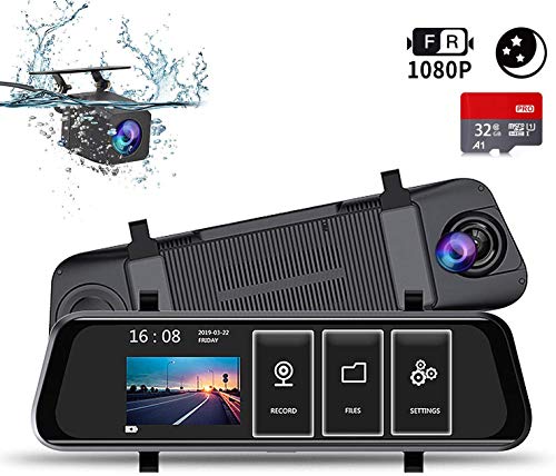 HALUM Telecamera per Auto da 10 pollici Touchscreen Full HD 1080P, 10