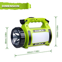 Carica l'immagine nel visualizzatore di Gallery, EULOCA Torcia Lanterna LED 3 in 1, Lampada Ricaricabile USB Portatile Impermeabile, 2600mAh CREE LED dimmerabile da Campeggio, Pesca, Trekking, Emergenze Escursioni