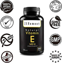 Carica l'immagine nel visualizzatore di Gallery, Vitamina E Naturale - 400 IU (D-alfa-tocoferolo), 200 Capsule Softgel |...
