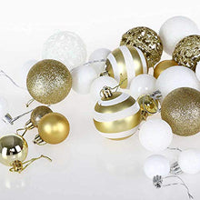 Carica l'immagine nel visualizzatore di Gallery, Bakaji Confezione 100 Palline Di Natale Diametro 3/4/6 cm Addobbi e Decorazioni Per Albero Di Natale (Bianco Oro)